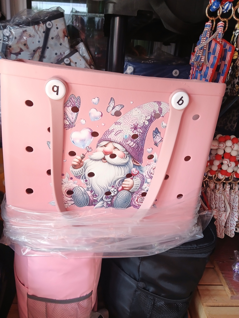 Pink Gnome Graphic Medium Bogg like bag.